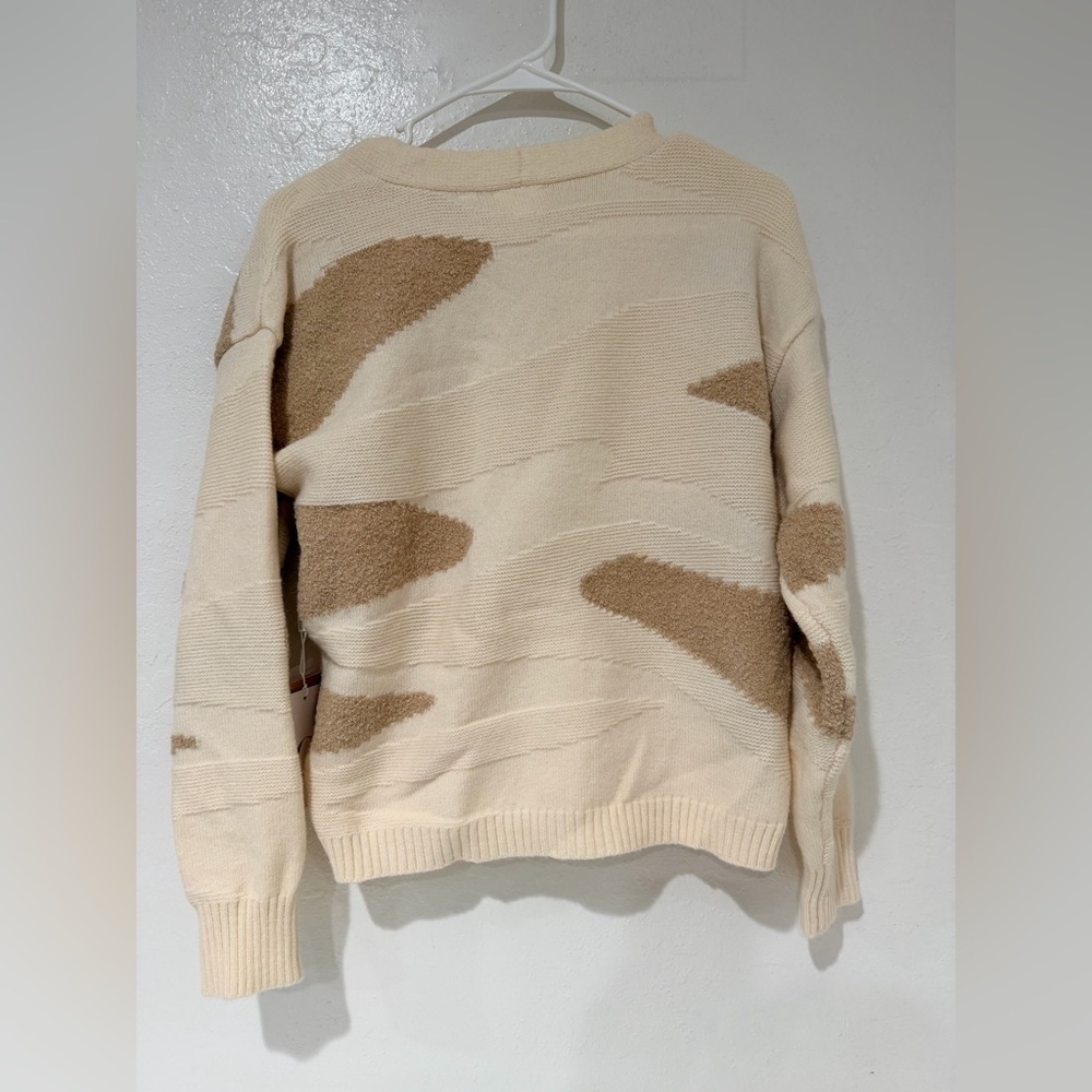 Cyrus Button Front Cream and Camel Cardigan Sweater size S - Picture 8 of 12